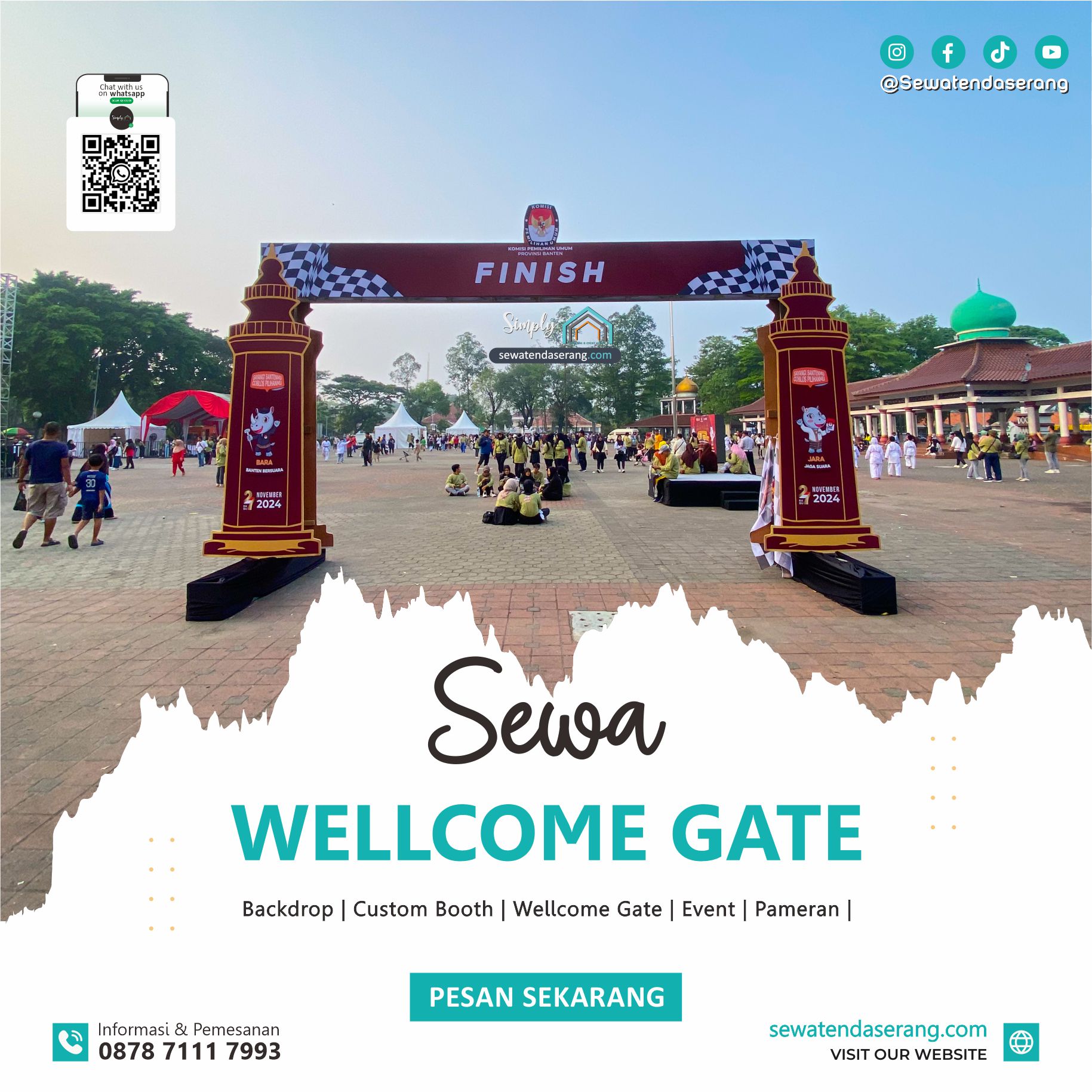 0878 7111 7993 Sewa Backdrop Event pameran peresmian photobooth custom wellcome gate, Serang Cilegon Pandeglang Lebak Tangerang Jakarta Bekasi Depok 