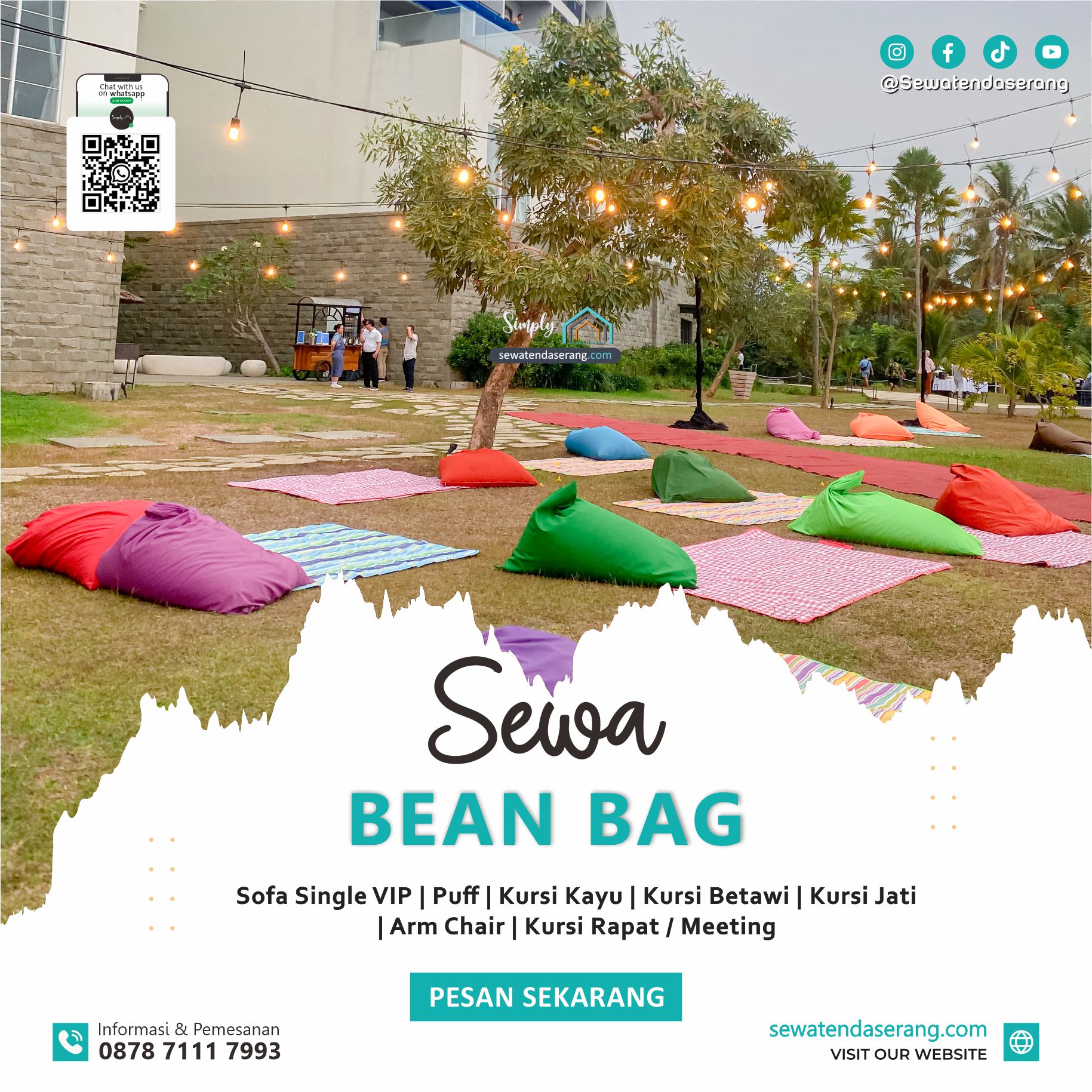 0878 7111 7993 - Sewa Sofa Single VIP, Arm Chair, Bean Bag Kursi Jati, Barstool, Peresmian Event daftar Serang CIlegon pandeglang lebak tangerang depok bekasi jakarta karawang bogor harga murah